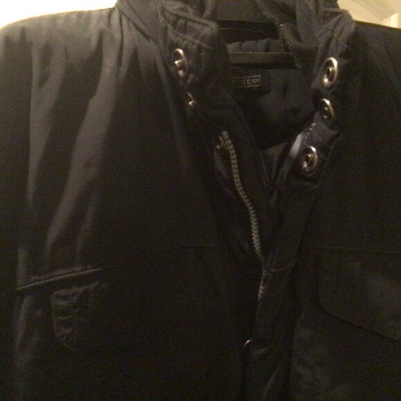 Men's Winter Jacket Hidden Hood Nylon Black 2 XL - Picture 9 of 9